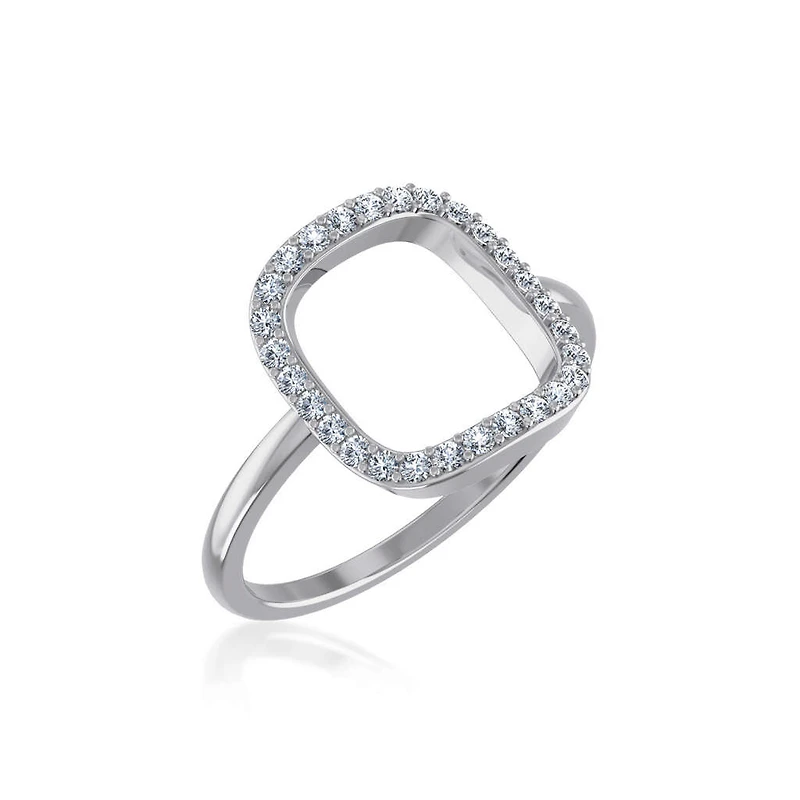 10K White Gold Round Diamond Square Shape Womens Negative Gap Ring 1/4 Cttw