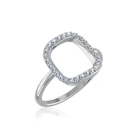 10K White Gold Round Diamond Square Shape Womens Negative Gap Ring 1/4 Cttw