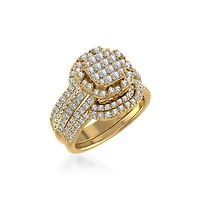 10K Gold Womens Round Diamond Big Bridal Cushion Shape Ring 1-1/2 Cttw