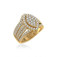 10K Gold Womens Round Diamond Big Bridal Marquise Shape Ring 1-1/ Cttw