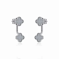 10K White Gold Womens Round Diamond Cluster Top Open Earrings 1/5 Cttw