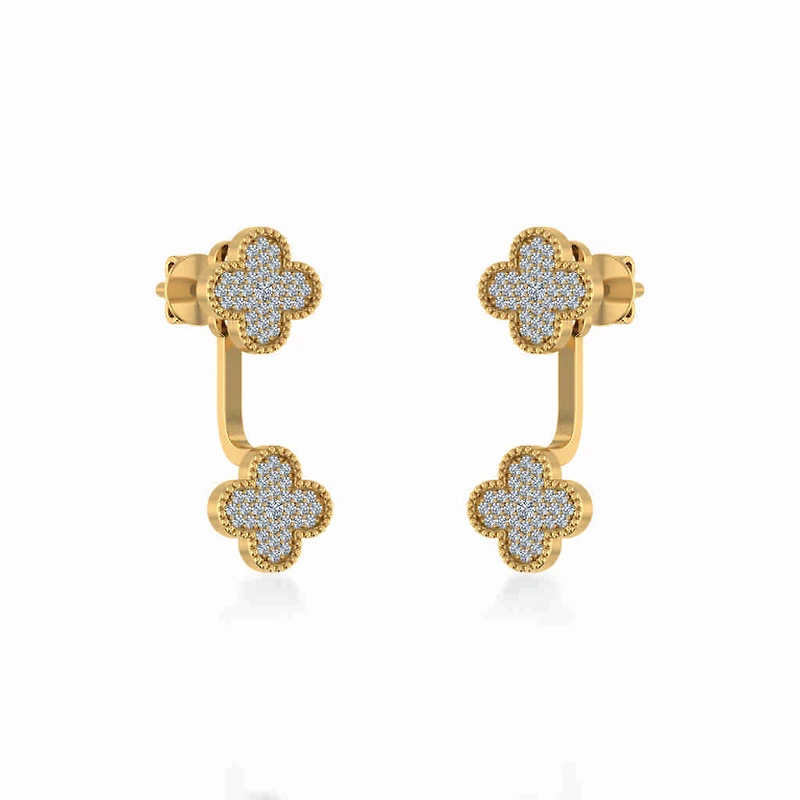 10K Gold Womens Round Diamond Cluster Top Open Earrings 1/5 Cttw