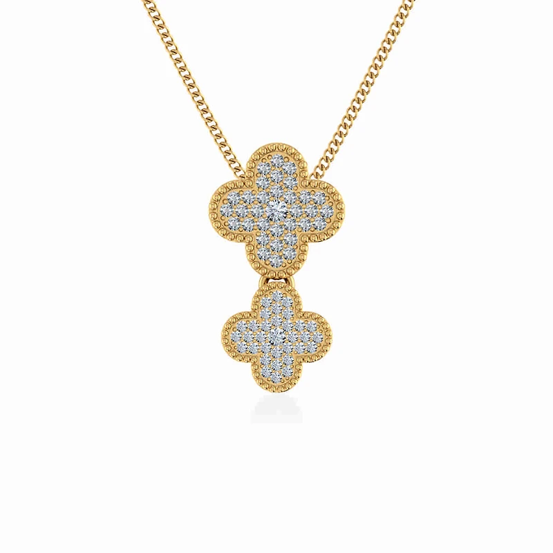 10K Yellow Gold Womens Round Diamond Cluster Top Open Pendant 1/6 Cttw