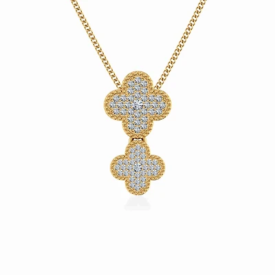 10K Yellow Gold Womens Round Diamond Cluster Top Open Pendant 1/6 Cttw