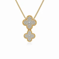 10K Yellow Gold Womens Round Diamond Cluster Top Open Pendant 1/6 Cttw