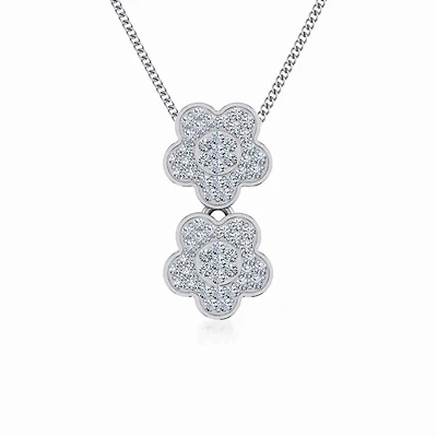 10K White Gold Womens Round Diamond Floral Cluster Top Open Pendant 1/5 Cttw
