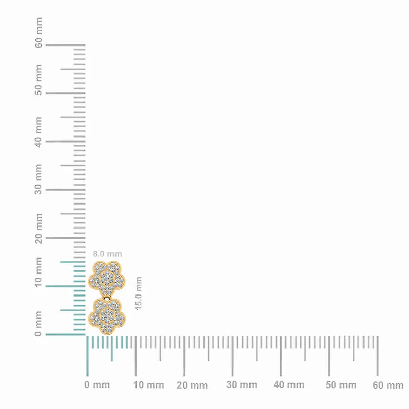 10K Yellow Gold Womens Round Diamond Floral Cluster Top Open Pendant 1/5 Cttw