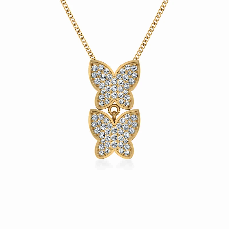10K Gold Womens Round Diamond Butterfly Cluster Top Open Pendant 1/4 Cttw