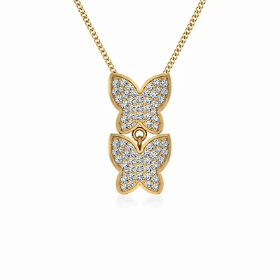 10K Gold Womens Round Diamond Butterfly Cluster Top Open Pendant 1/4 Cttw