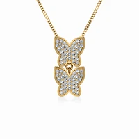 10K Gold Womens Round Diamond Butterfly Cluster Top Open Pendant 1/4 Cttw