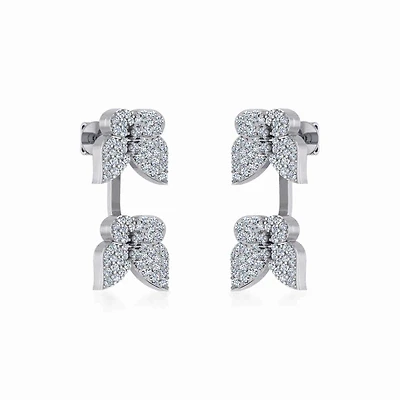 10K White Gold Womens Round Diamond Butterfly Cluster Top Open EarRing 1/4 Cttw