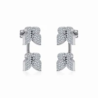 10K White Gold Womens Round Diamond Butterfly Cluster Top Open EarRing 1/4 Cttw