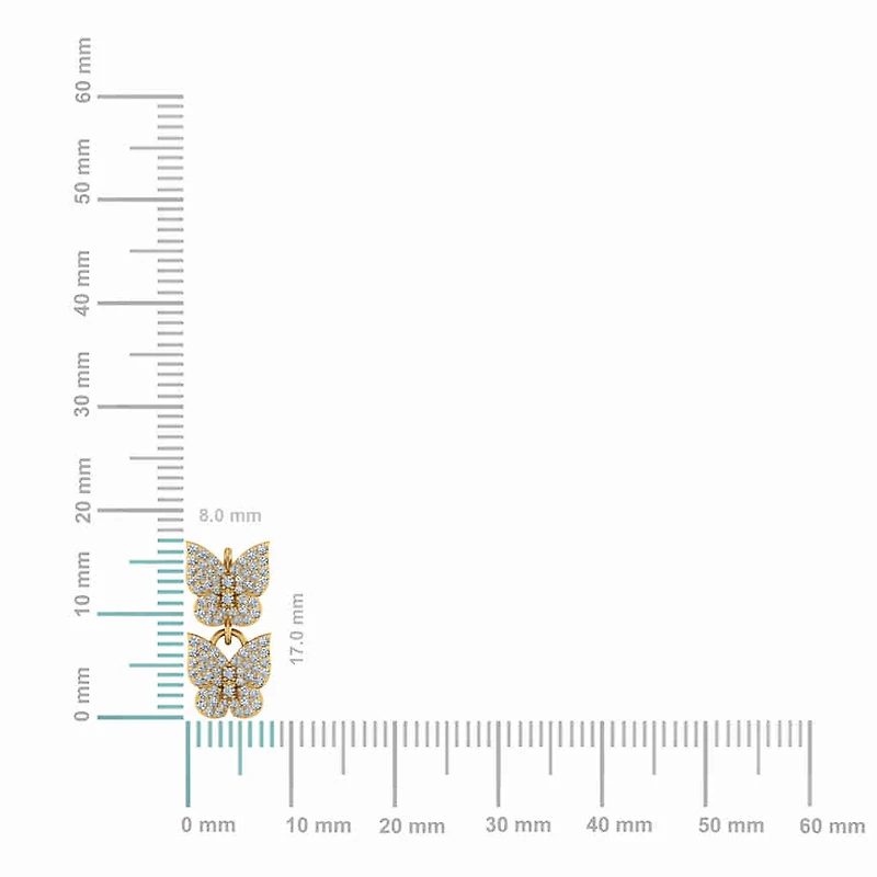 10K Gold Womens Round Diamond Butterfly Cluster Top Open Pendant 1/4 Cttw