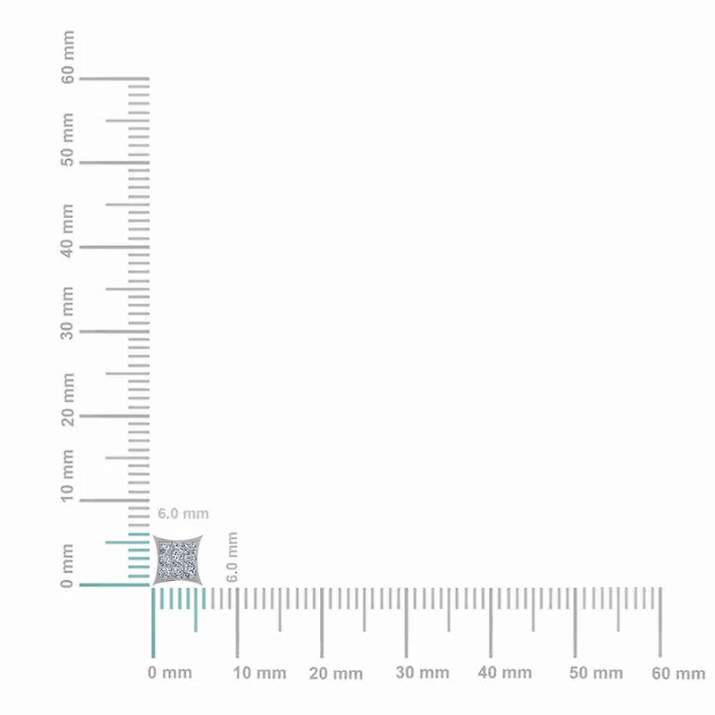 10K White Gold Mens Princess Diamond Square Stud Earrings / Cttw