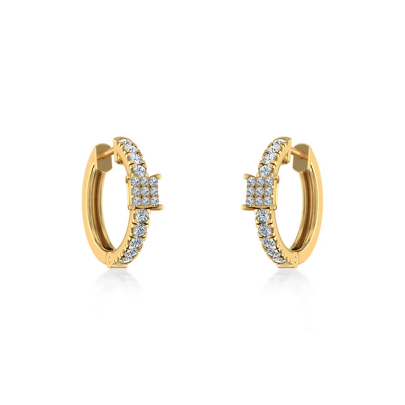 10K Gold Womens Round Diamond Small Huggies Earrings / Cttw