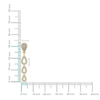 10K Yellow Gold Round Diamond Drop Shape Dangling Earrings 3/4 Cttw