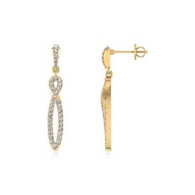 10K Gold Round Diamond Infinity Dangling Earrings / Cttw