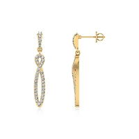 10K Yellow Gold Round Diamond Infinity Dangling Earrings 5/8 Cttw