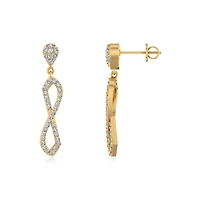 10K Yellow Gold Round Diamond Twisted Dangling Earrings 7/8 Cttw
