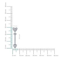 10K White Gold Round Diamond Heart Dangling Earrings 3/4 Cttw