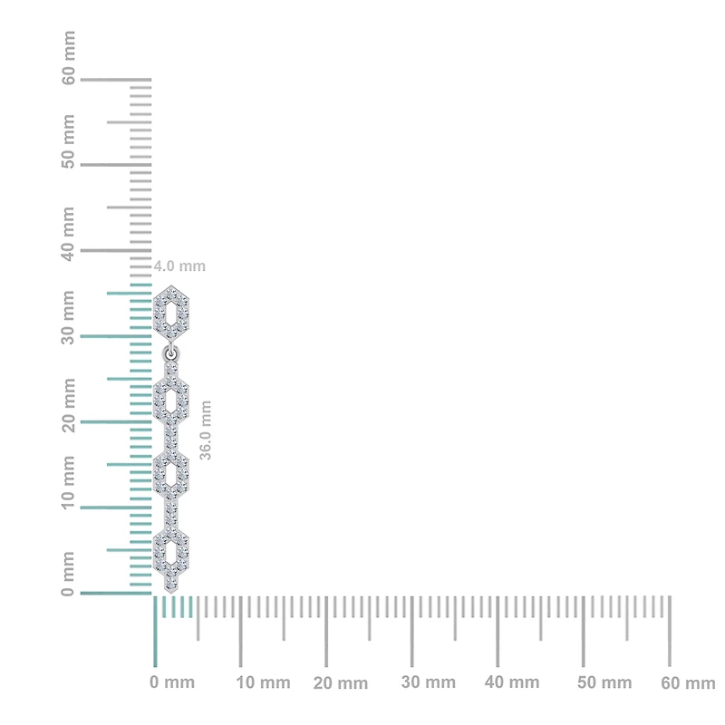 10K White Gold Round Diamond Designer Dangling Earrings 3/4 Cttw