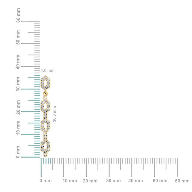 10K Gold Round Diamond Designer Dangling Earrings 3/4 Cttw