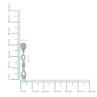 10K White Gold Round Diamond Cluster Infinity Floral Dangling Earrings 3/4 Cttw