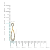 10K Yellow Gold Round Diamond Drop Shape Dangling Earrings / Cttw