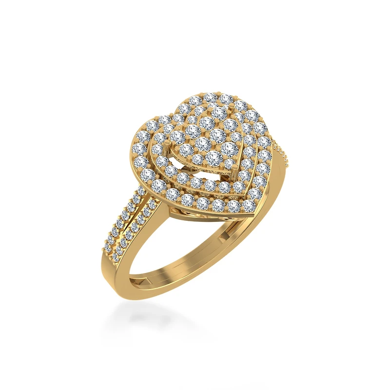 10K Yellow Gold Round Diamond Designer Sz 7 Head Ladies Ring 1-1/2 Cttw