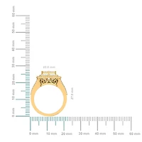 10K Yellow Gold Round Diamond  Designer Sz 7 Head Ladies Ring 1-1/2 Cttw