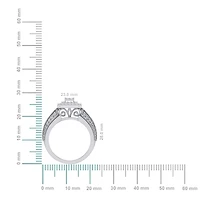 10K White Gold Round Diamond Square Shape Sz 7 Head Ladies Ring 1 Cttw