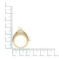 10K Gold Round Diamond Square Shape Sz 7 Head Ladies Ring Cttw