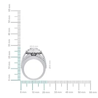 10K White Gold Round Diamond Marquise Shape Sz 7 Head Ladies Ring 2-7/8 Cttw