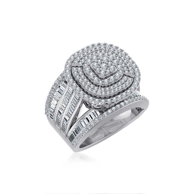 10K White Gold Round Diamond Designer Sz 7 Head Ladies Ring 2-/ Cttw