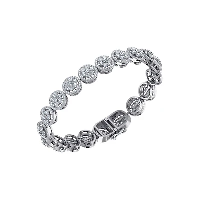 10K White Gold Round Diamond Womens Designer 8" Bracelet 8-3/8 Cttw