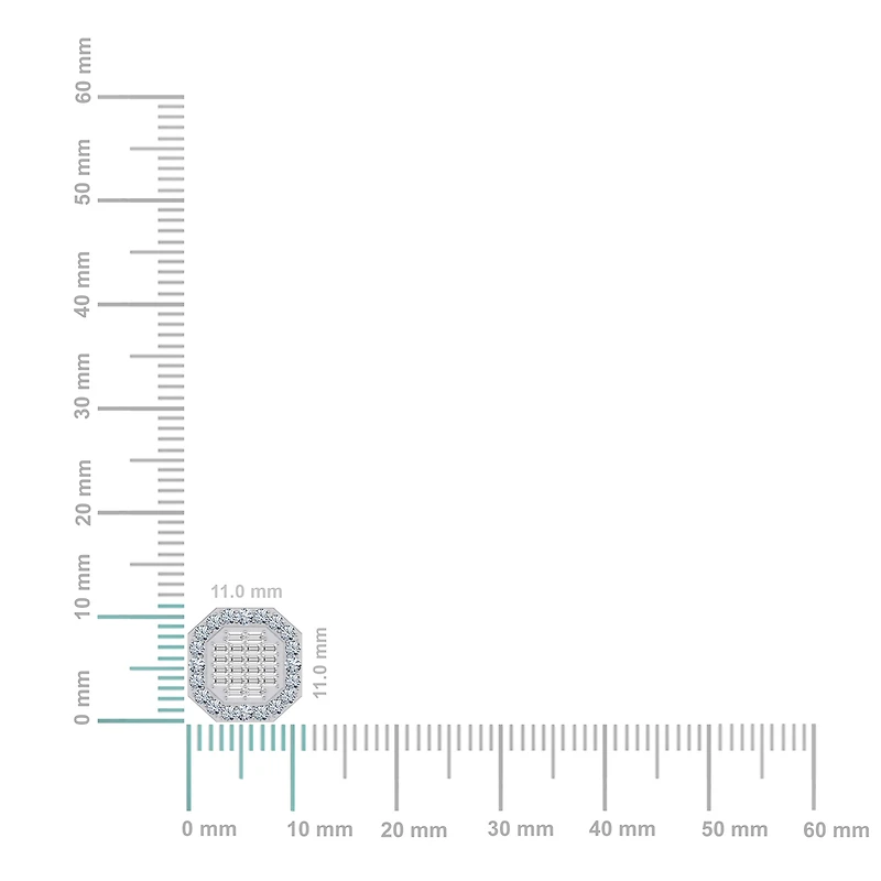 10K White Gold Diamond Designer Stud Earring / Cttw