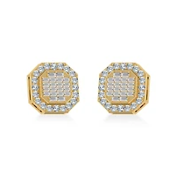 10K Yellow Gold Diamond Designer Stud Earrings 7/8 Cttw