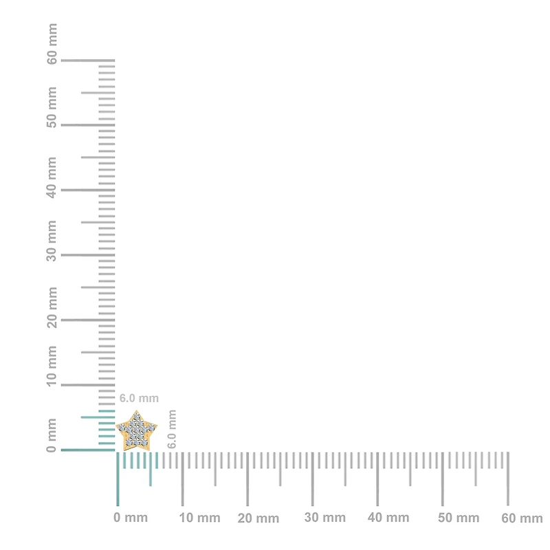10K Yellow Gold Round Diamond Star Stud Earring 1/8 Cttw