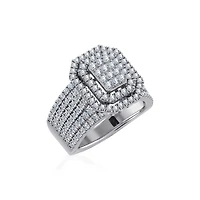 10K White Gold Round Diamond Womens Sz 7 Designer Bridal Ring 1-1/2 Cttw