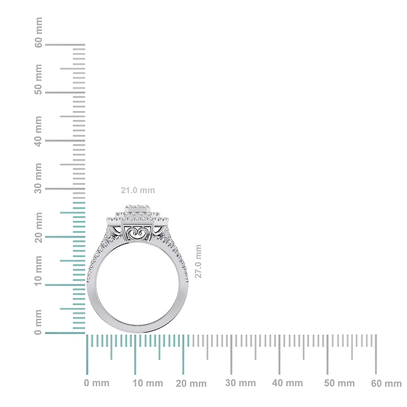 10K White Gold Round Diamond Womens Sz 7 Designer Bridal Ring 1-1/2 Cttw