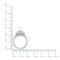 10K White Gold Round Diamond Womens Sz 7 Designer Bridal Ring 1-1/2 Cttw