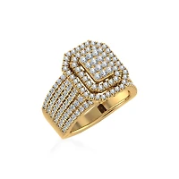 10K Yellow Gold Round Diamond Womens Sz 7 Designer Bridal Ring 1-1/2 Cttw