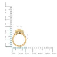 10K Yellow Gold Round Diamond Womens Sz 7 Designer Bridal Ring 1-1/2 Cttw