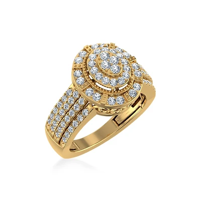 10K Gold Round Diamond Womens Sz 7 Designer Bridal Ring 1 Cttw