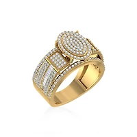 10K Yellow Gold Round Baguette Diamond Womens Oval Shape Sz 7 Bridal Ring 1 Cttw