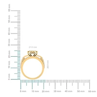 10K Yellow Gold Round Baguette Diamond Womens Oval Shape Sz 7 Bridal Ring 1 Cttw