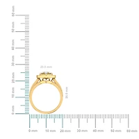 10K Yellow Gold Round Baguette Diamond Womens Heart Shape Designer Bridal Ring 1-1/6 Cttw