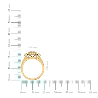 10K Yellow Gold Round Baguette Diamond Womens Sz 7 Designer Bridal Ring 1-1/4 Cttw