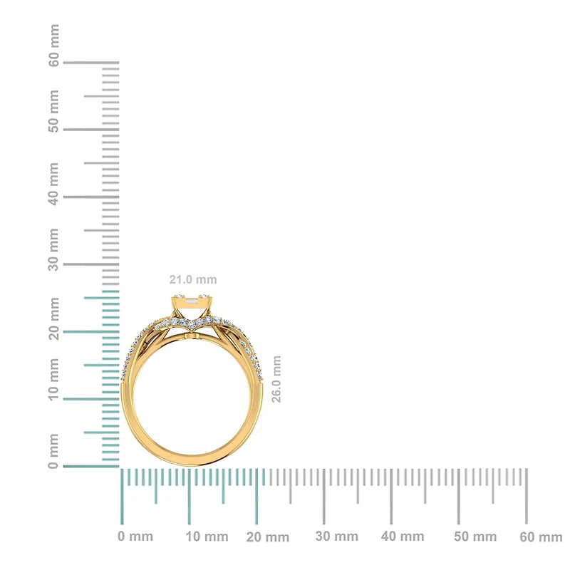 14K Gold Round Baguette Diamond Womens Designer Ring 1/2 Cttw