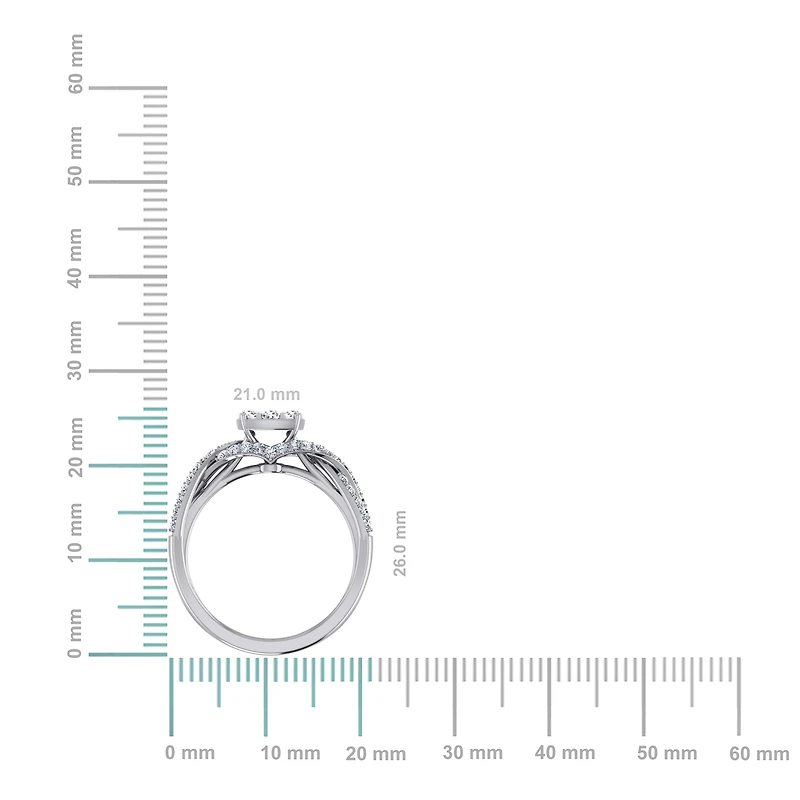 14K White Gold Round Diamond Womens Designer Ring 3/4 Cttw